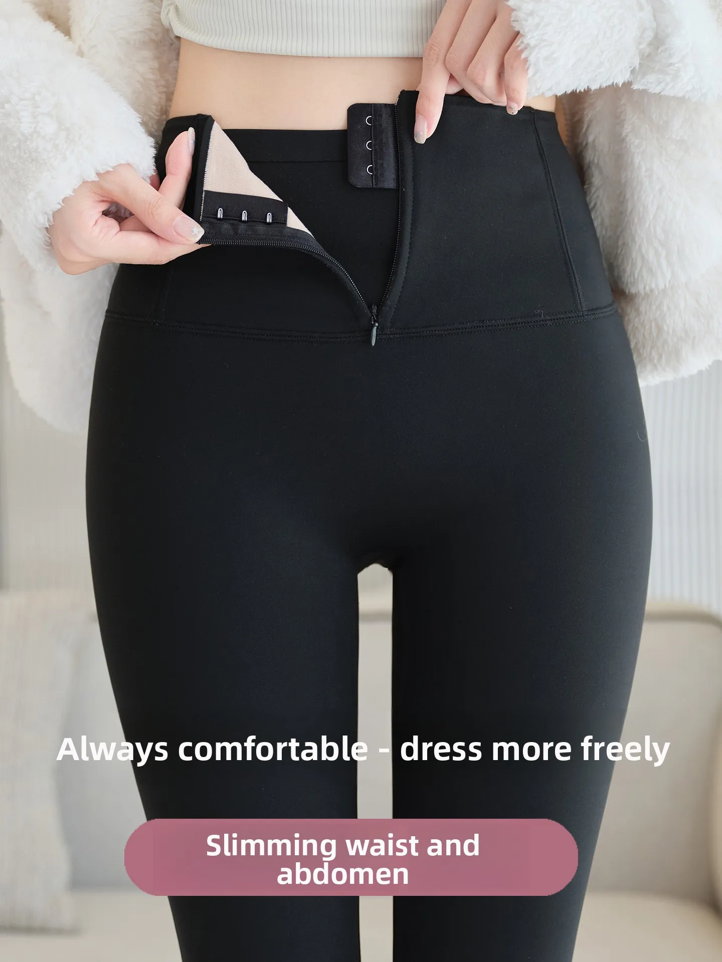 

Женские брюки с высокой талией на флисовой подкладке для фитнеса и йоги, утягивающие живот, с эффектом подтяжки ягодиц, длинные повседневные брюки из ткани скуба