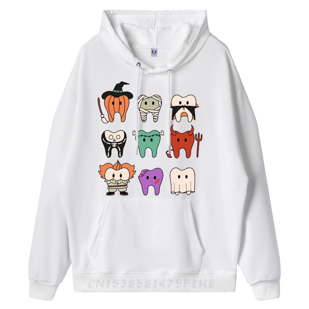Funny Cute Dental Hygiene Monsters Teeth Squad Halloween Mens Designer Clothes Original Mens Oversize Long Sleeve Loose
