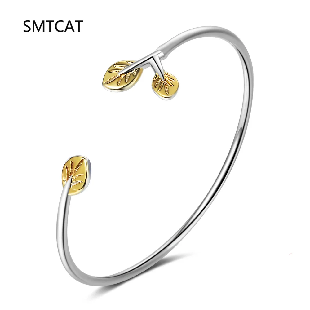 

925 Sterling Silver Gold Colour Leaf Bangles Bracelet For Women Luxury Quality High Jewelry Wholesale ​Free Divery Jewellery