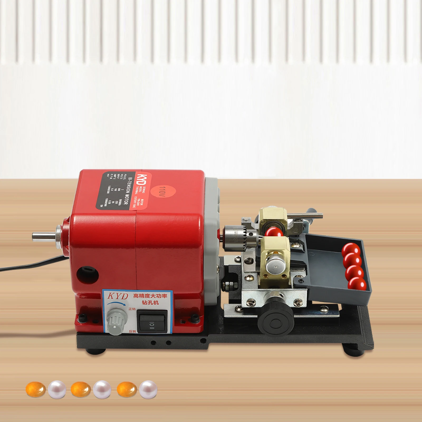 680W Pearl Drilling Machine Bead Polishing Machine w/ Pedal Switch