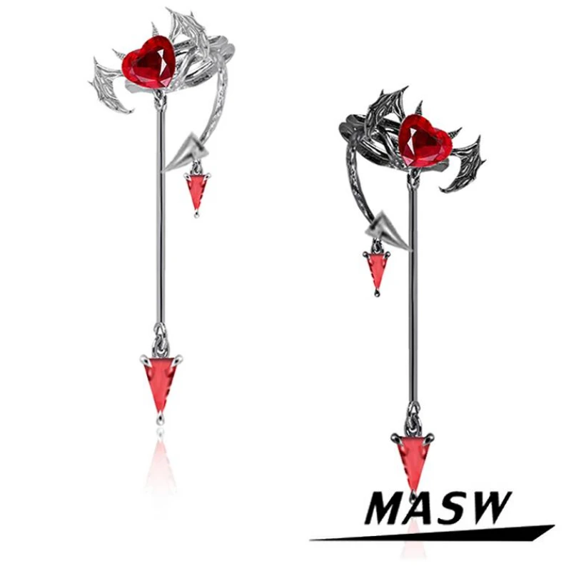 

MASW Original Design Hiphop Cool Hot Girl Style Red Crystal Black Evil Drop Earrings For Women Gift Modern Jewelry Accessories