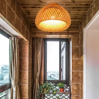 Ceiling Lights Natural Bamboo Dia 30/38cm E27 Minimalism Home Creative Lighting Room Aisle decor Cage lamp Fixtures