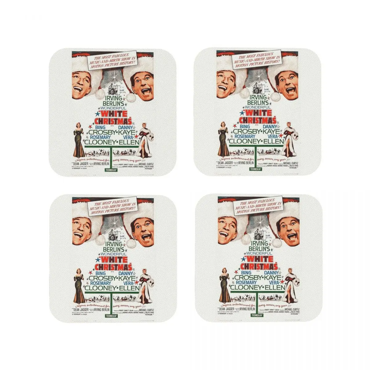 White Christmas - Bing Crosby, Danny Kay Coasters Kitchen Placemats Insulation Cup Coffee Mats For Decor Home Pads Set of 4