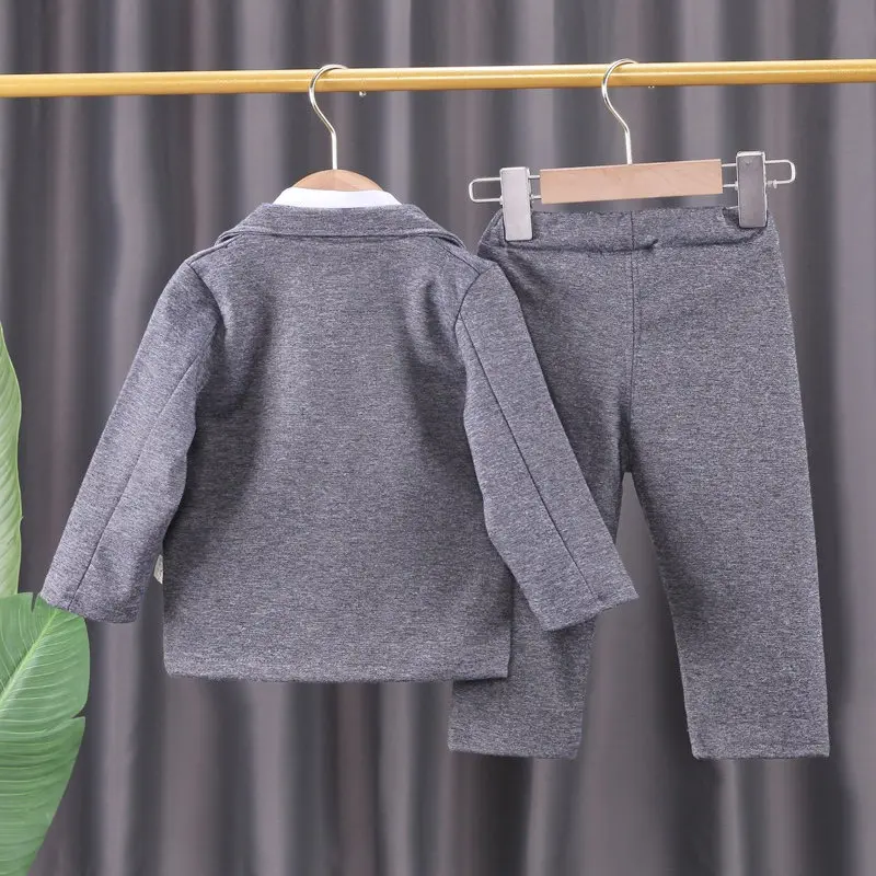 Spring Children Kids Clothes Kids Boys Wedding Suit Coat Long Sleeve Pants 3Pcs/Sets Toddler Fashion Cotton Clothing Infant