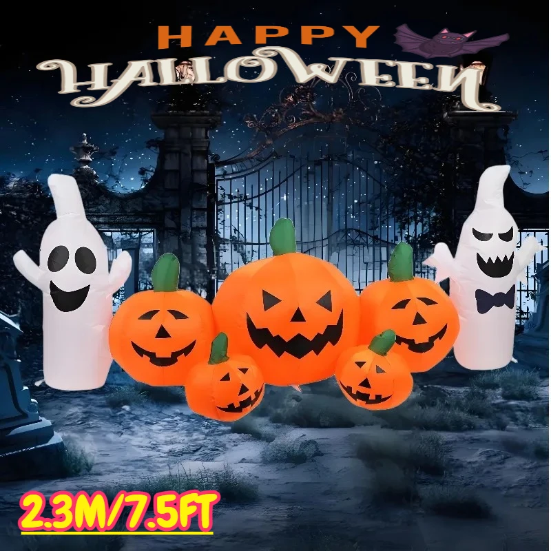 

7.5FT Inflatable model Outdoor Holiday White Ghost Pumpkin Drink Pop Blow Up Halloween Decoration Horror Party Decor Indoor Yard