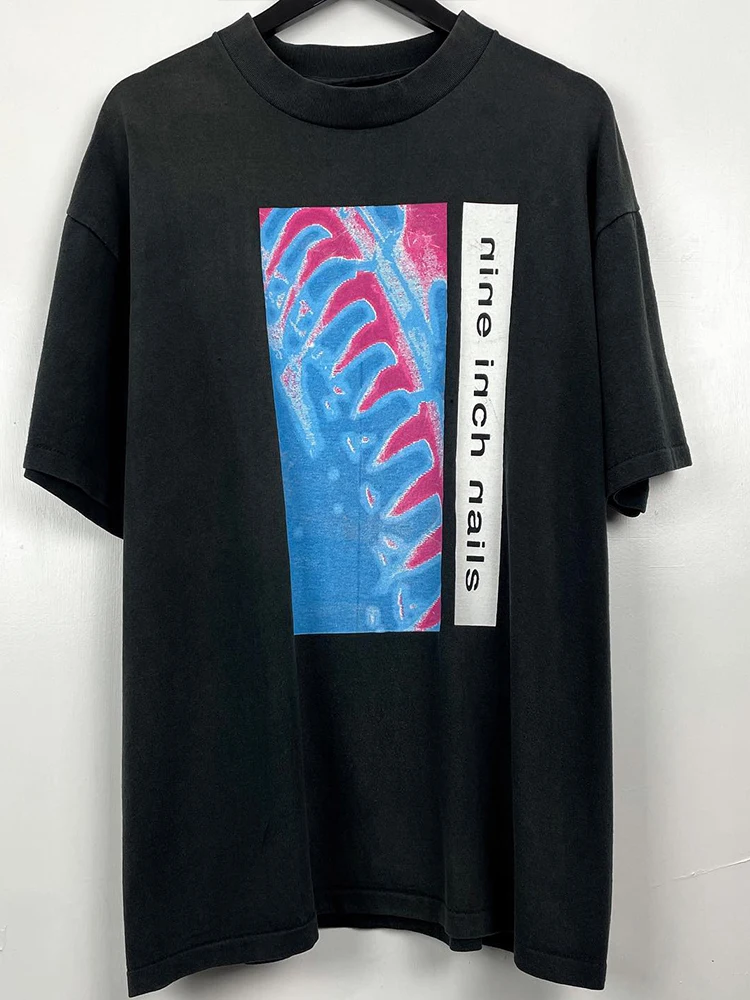 Nine Inch Nails Band High Street Rock Chic Hip Hop Retro Unisex Short Sleeve T-Shirt Cotton Youthful Summer Casual round Neck