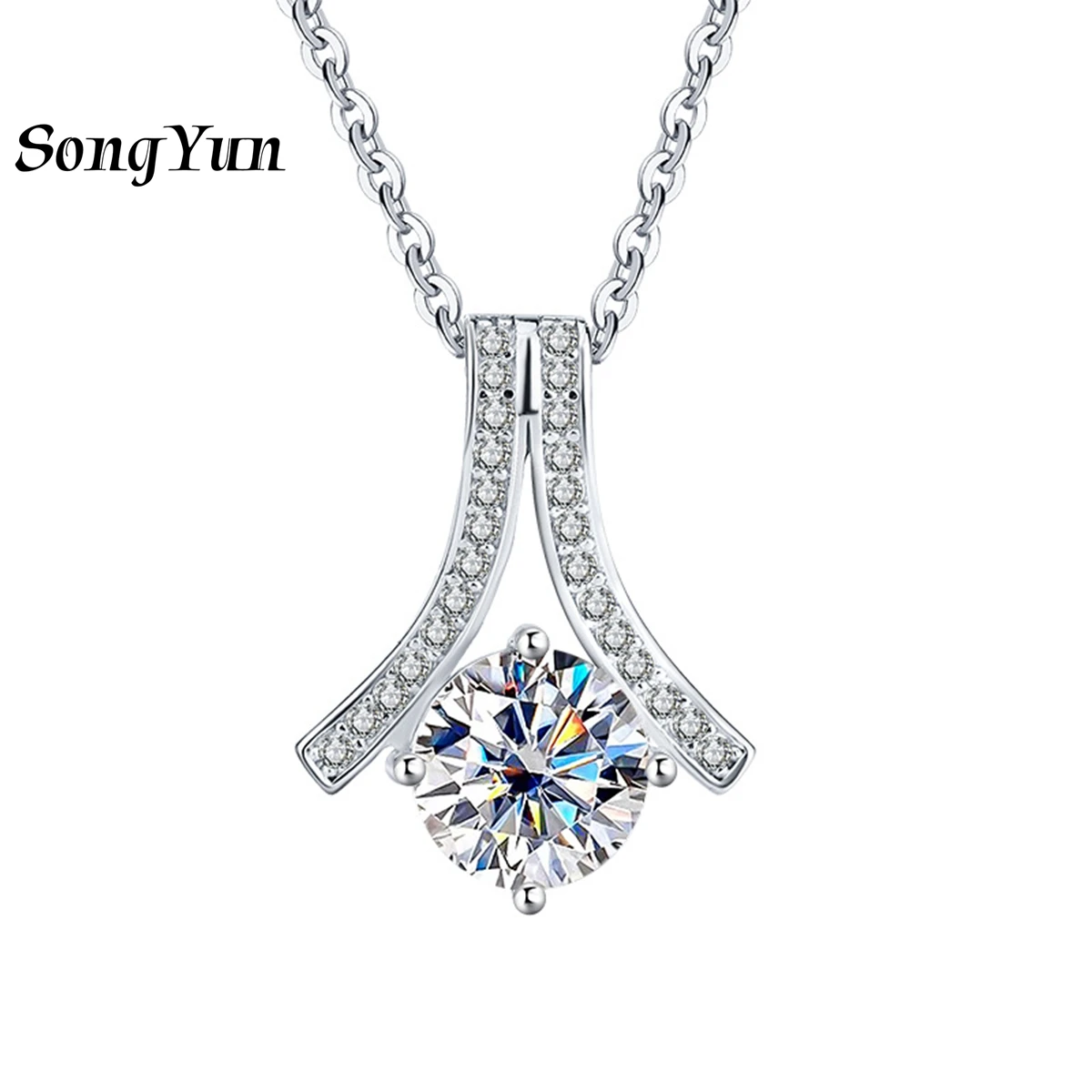 

SongYun Luxury Jewelry 925 Silver Layered Necklace Moissanite Layered Necklace Party for Her 18K Rose Gold Nickel Free