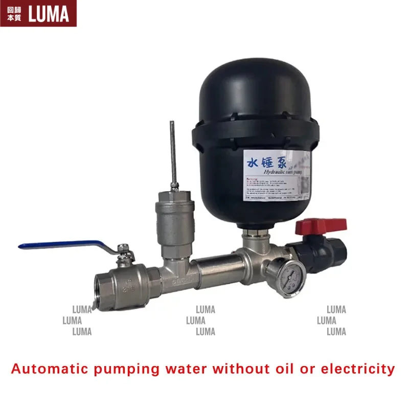 1‑Inch Gun‑Type Stainless Steel Hydraulic Ram Pump Kit, No‑Electric‑Power Water Lifting Pump For Farm Off‑Grid Irrigation