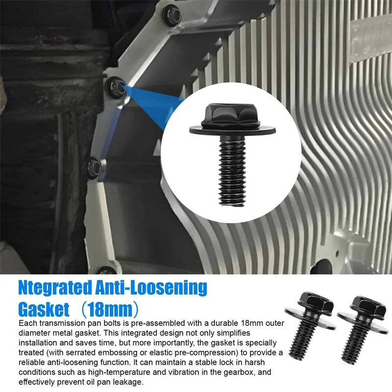 

。 30 шт. новых болтов для картера трансмиссии M6 X 1.0, 17 мм, с шестигранной головкой и шайбой 18 мм, запасная часть: 11508930