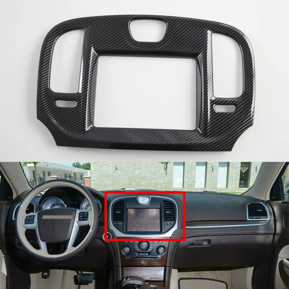

For Jeep Chrysler 300C 2016+ Car Dashboard GPS Navigation Frame ABS Sticker Interior Accessory