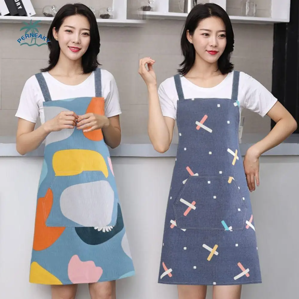 

Cute Breathable Canvas Apron Thin Fashionable Kitchen Apron Stain Resistant Adjustable Work Apron Adult