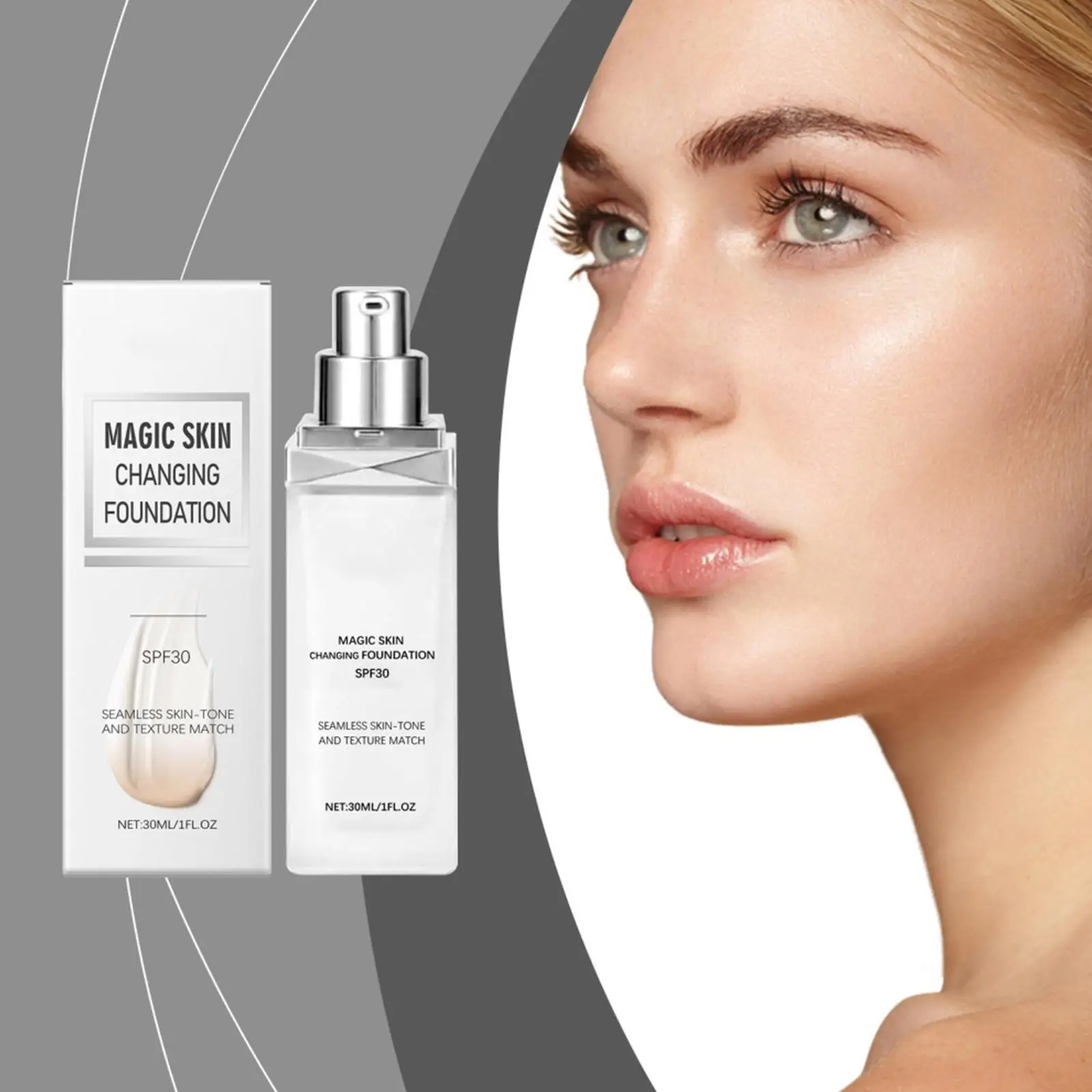 Color Changing Foundation Color Match Foundation SPF 30 Concealer Hydrating Coverage Cream Tone Correcting Base Face Women