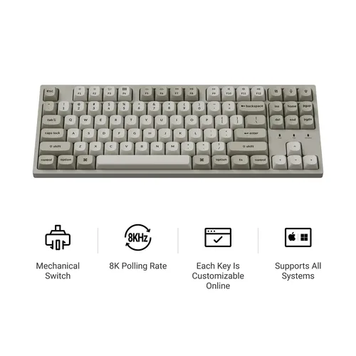 Keychron C1 Pro 8K QMK Teclado mecánico personalizado con cable Diseño TKL Teclas PBT intercambiables en caliente