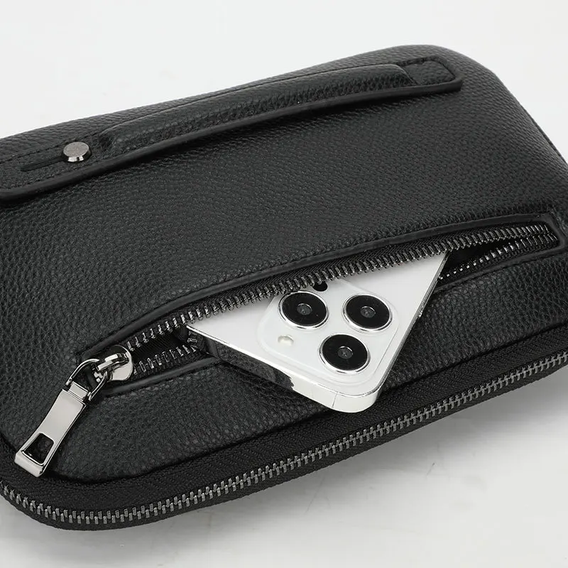 Fingerprint Lock Men's Handbag Business Leather Briefcase Large Capacity Smart Anti-Theft Mobile Password Casual Wallet