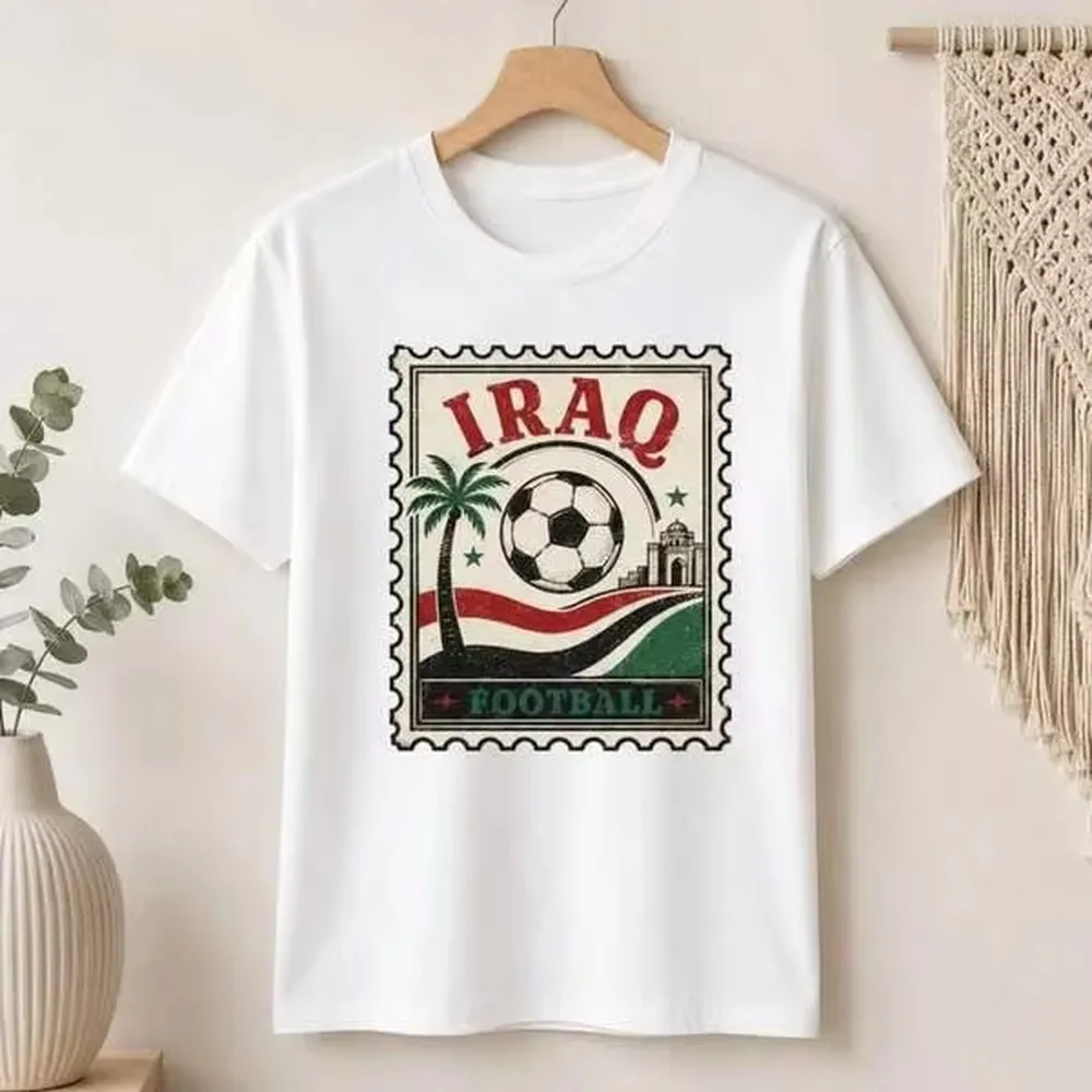 Ira Q Postage Stamp Palm Mosque Flag Football Vintage Washed Cotton T-Shirt, Custom Soccer Lover Gift Unisex Sports Tee