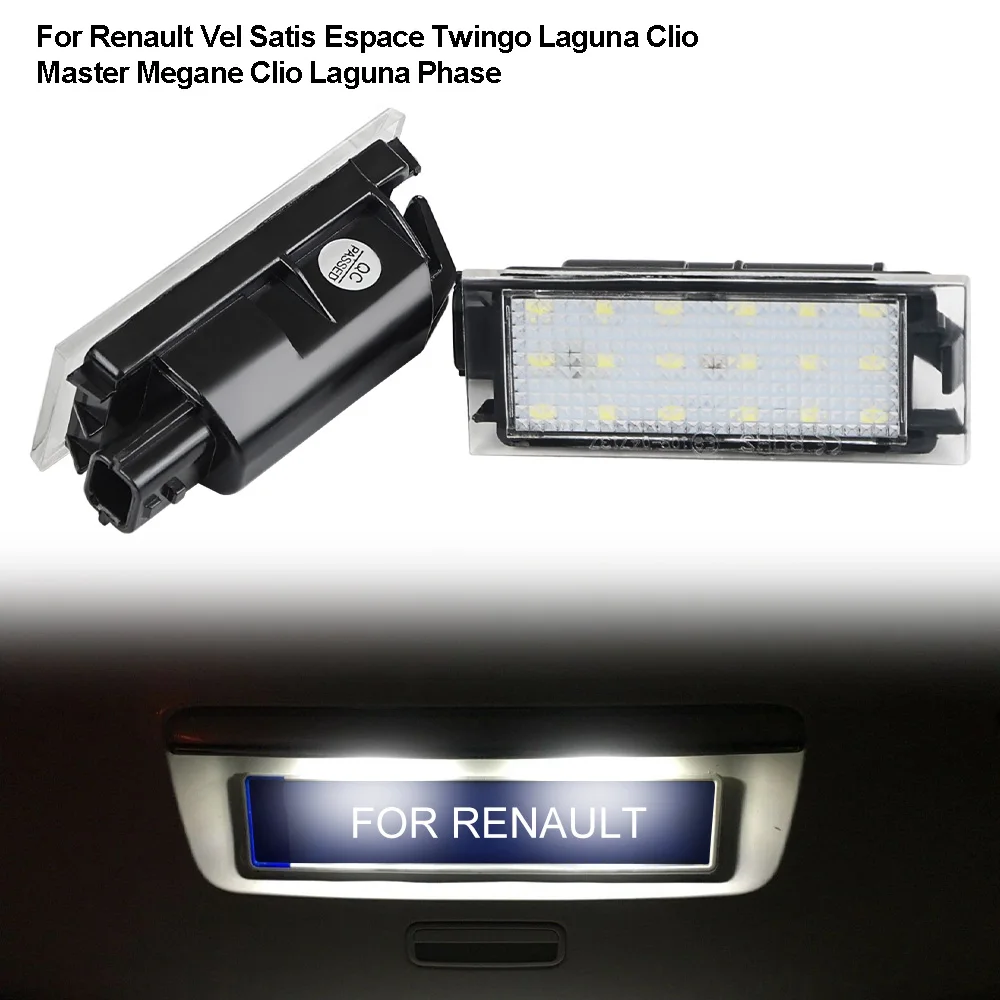 Canbus Car LED Number License Plate Light For Renault Vel Satis Espace Twingo Laguna Clio Master Megane Phase Car Accessories
