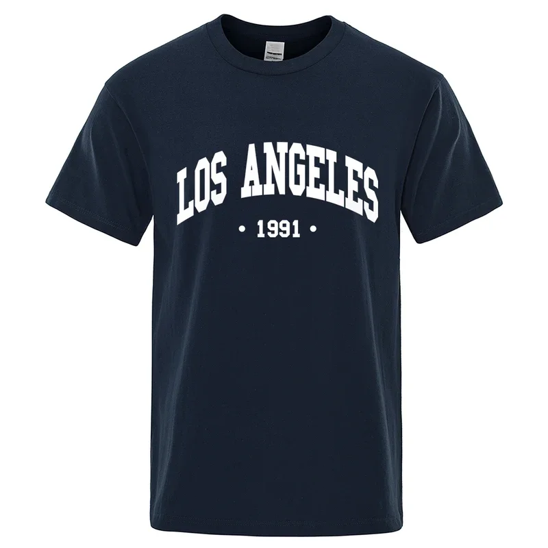 Los Angels 1991 Usa City Letter Print Clothes Men Oversize Breathable T Shirt Summer Sweat Luxury T-Shirt Cotton Goth Tee Shirt