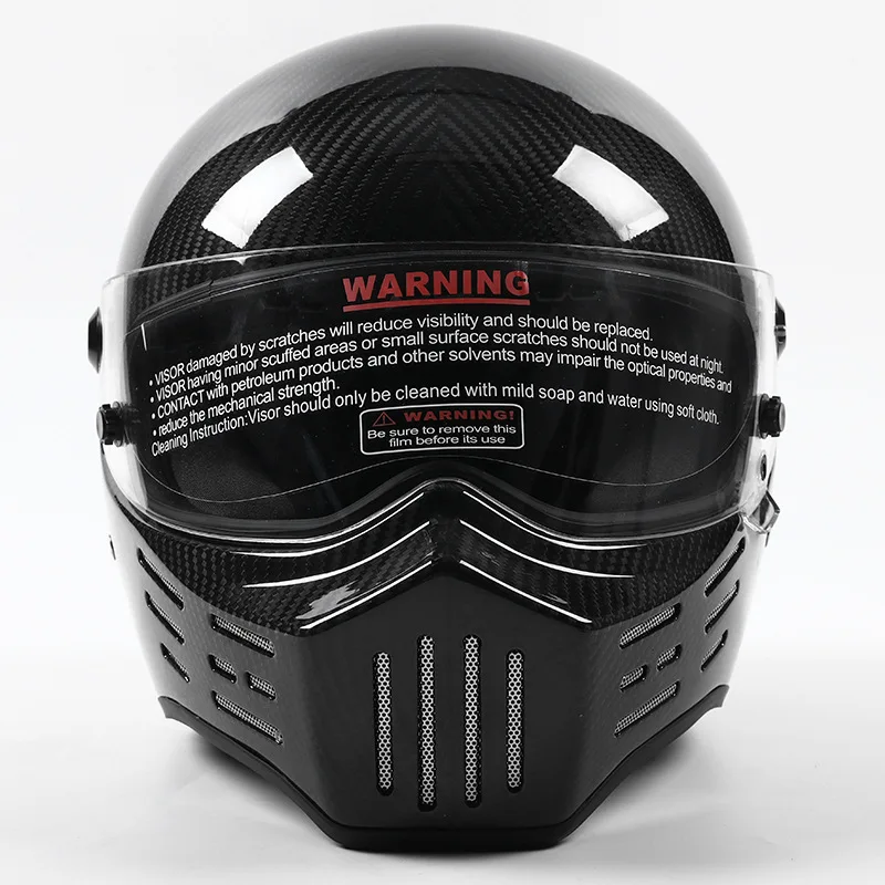 2026 Cu-stom DOT CCC Retro Motor Cycle Helmet Full Face Go-Karting Capacete Moto Helmet Motorcycle Real Carbon Fiber