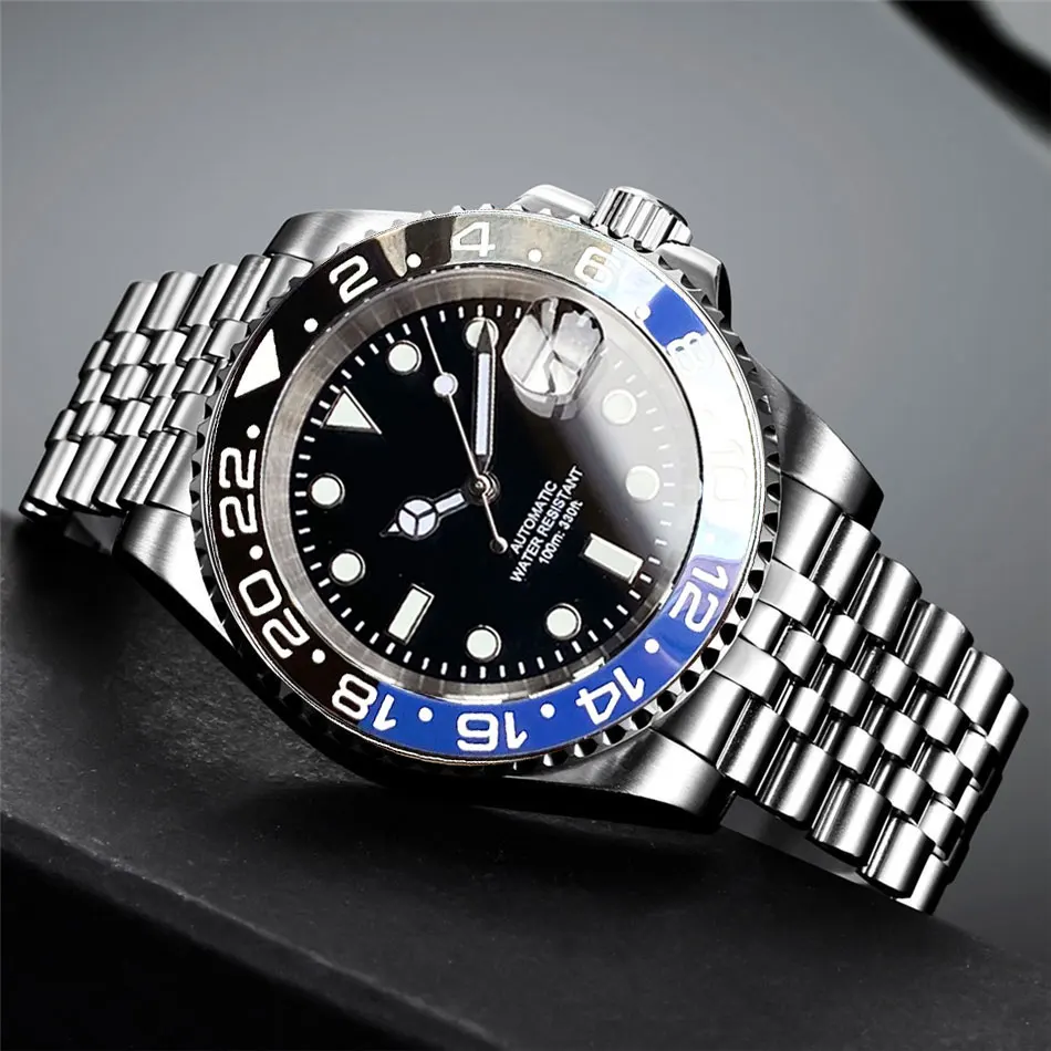 20bar Waterproof SUB NH35 PT5000 Steel Mechanical Men Watch 120 Click Bezel 330ft Dial Jubilee Bracelet 40mm Water Ghost Diving