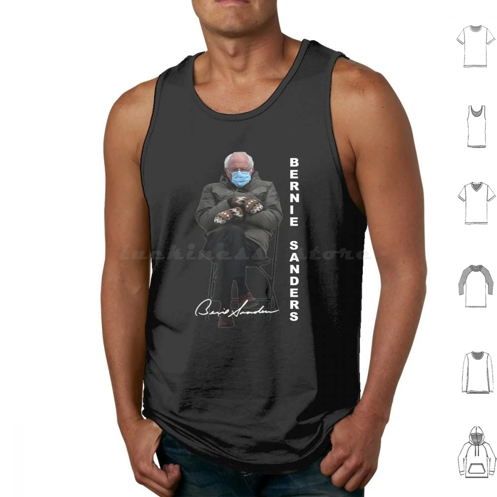 Bernie Sanders Signature Sitting Inauguration Meme Mittens Tank Tops Vest Sleeveless Bernie Sanders Signature Sitting