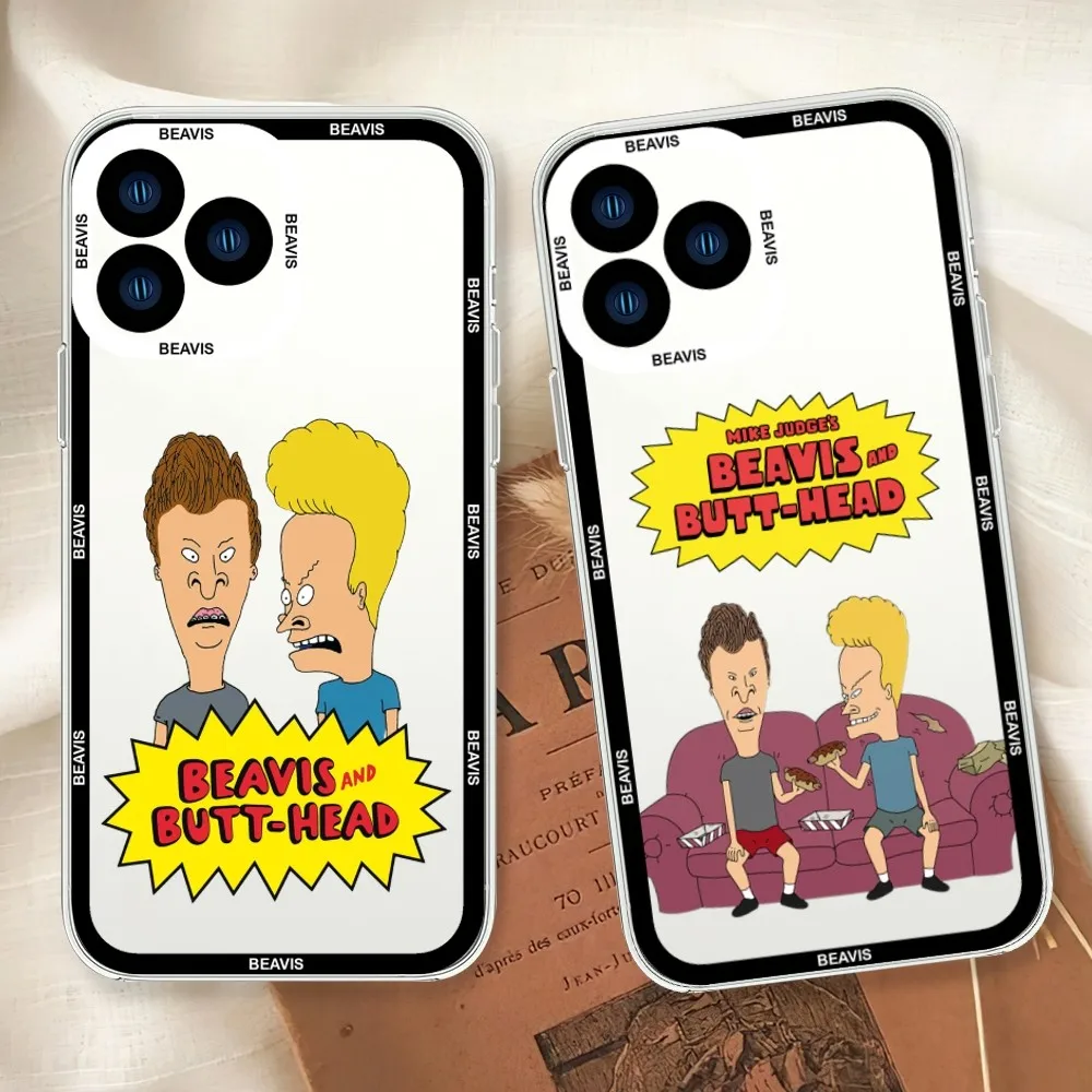 Funny Beavis and Butt-Head Phone Case For iphone 11 12 13 14 15 Mini Plus Pro Max Transparent Shell