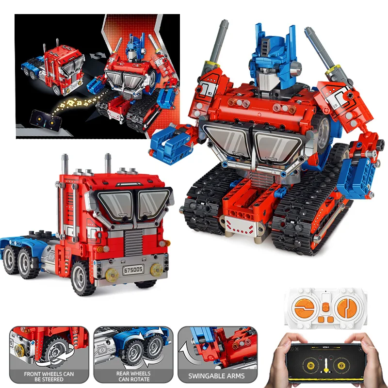 2 in 1 città tecnica RC auto robot escavatore auto da corsa blocchi di costruzione telecomando camion a lungo naso mattoni giocattoli regalo per ragazzo