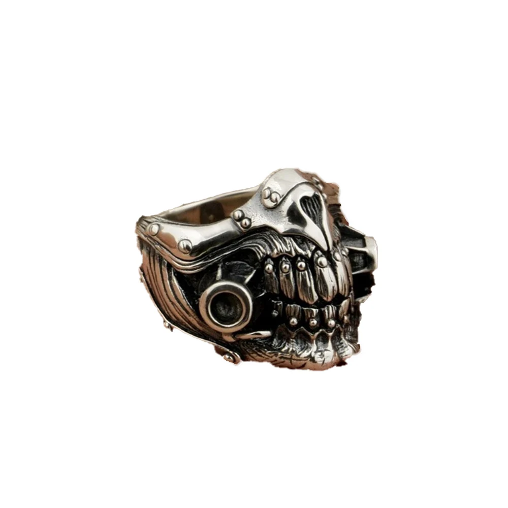 Simple Fashion Trend Rock Retro Mechanical Punk Max Undead Mask Men\'s Ring Party Street Niche Gift