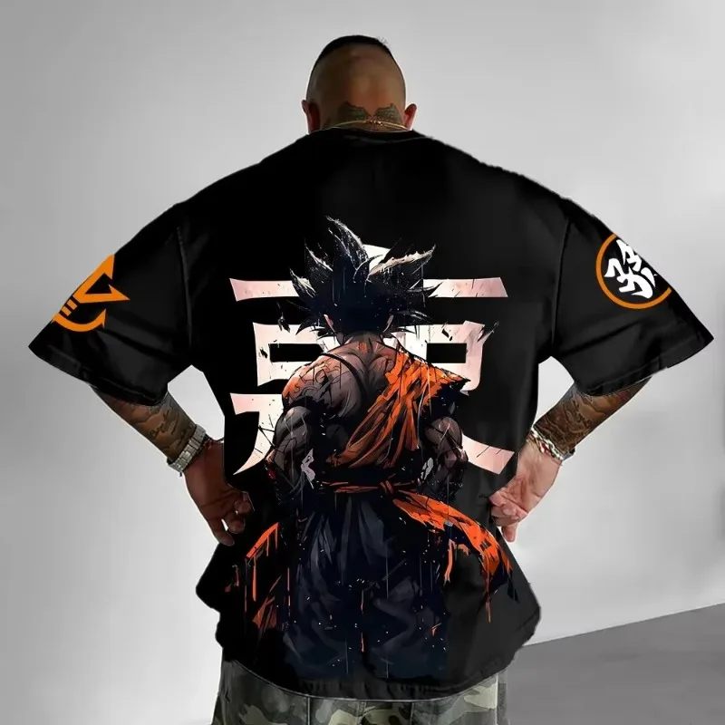 Dragon Ball Z 2025 Zomer Heren Katoenen T-shirt Losse Street Style Anime Afdrukken Super Casual Trend Veelzijdige Ouder-kind Top