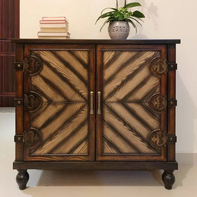 Entrance Cabinet Retro Distressed Locker Storage Cabinet Foyer Curio Cabinet