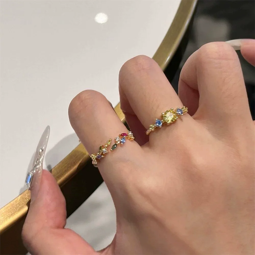 925 Sterling Silber Bunter Vierblättriger Blütenblatt-Ring für Damen Leichter Luxus, Hochwertig, Trendiger Modeschmuck Geschenke – Detail 1