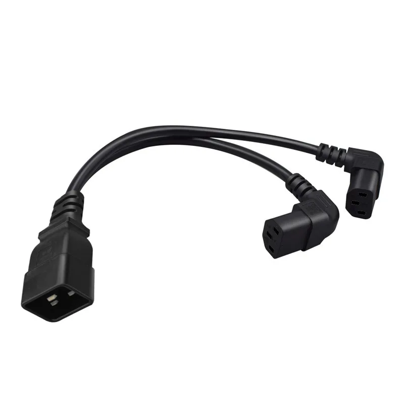 延長電源ケーブルc20〜c13,ダブルアングルアダプタ,リードコード,PCモニター,コンピューターサーバー,UPS, PDU, 0.3m