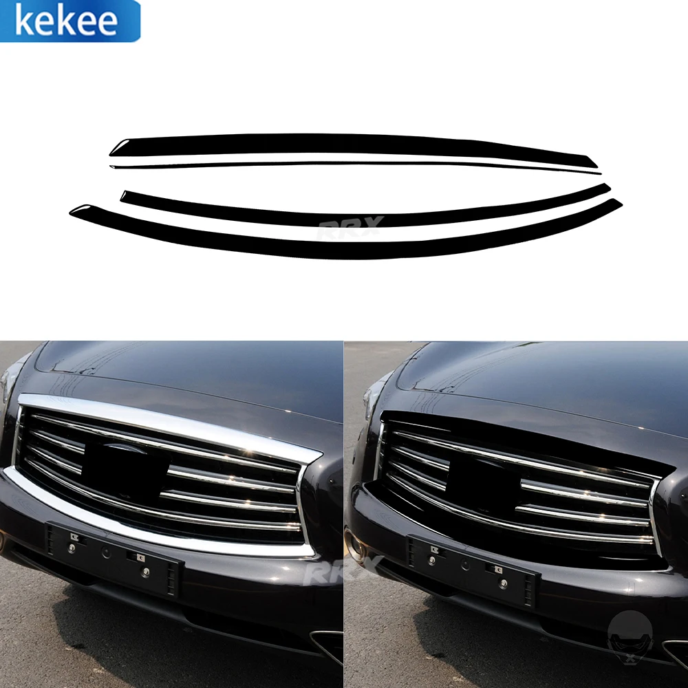 For Infiniti FX 2009-2013 QX70 2014+ Piano Black Front Bumper Trim Cover Car Interior Decoration Accessories Stickers