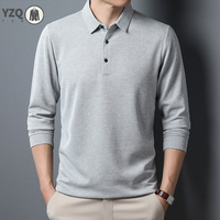 Men's Business Casual Polo Long Sleeve T-shirt Summer Comfortable Solid Cotton Top