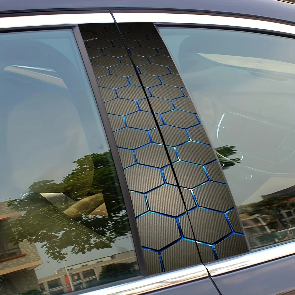 ملصق على شكل حرف B للسيارات مكون من قطعتين - فينيل مقاوم للخدش، أزرق مسدس هندسي مصمم لسيارة سيدان BMW Audi #6