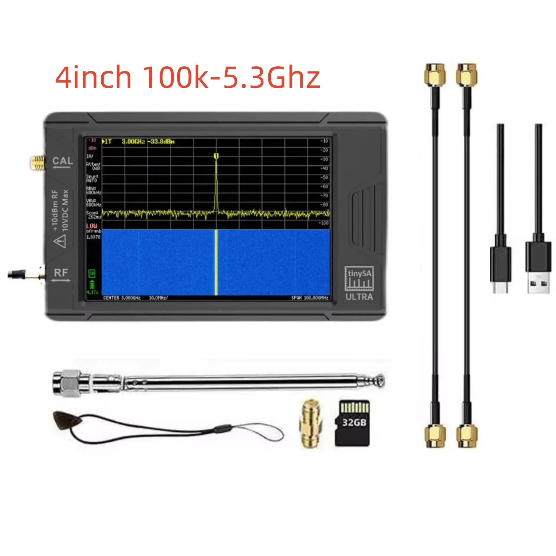 Spektrum analyzátor uitra 100k-5.3ghz RF signál vyvíječ kapesní drobný s 4inch displej pro tinysa