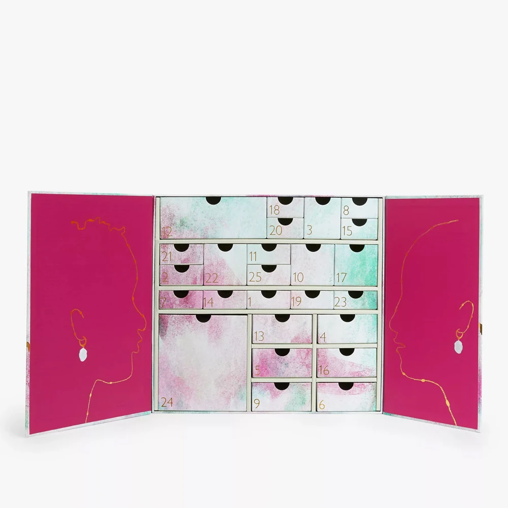 Customization.Wholesale Custom logo White pink 12 Boxes Christmas Jewelry Advent Calendar with Drawer
