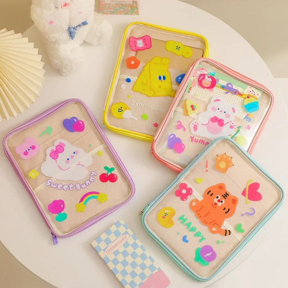 Girls' Summer Cartoon Transparent Tablet Bag PVC Ipad Pro 11 Case Cute Little Tiger Hand Bag 11 Inch IPad Tablet Computer Bag