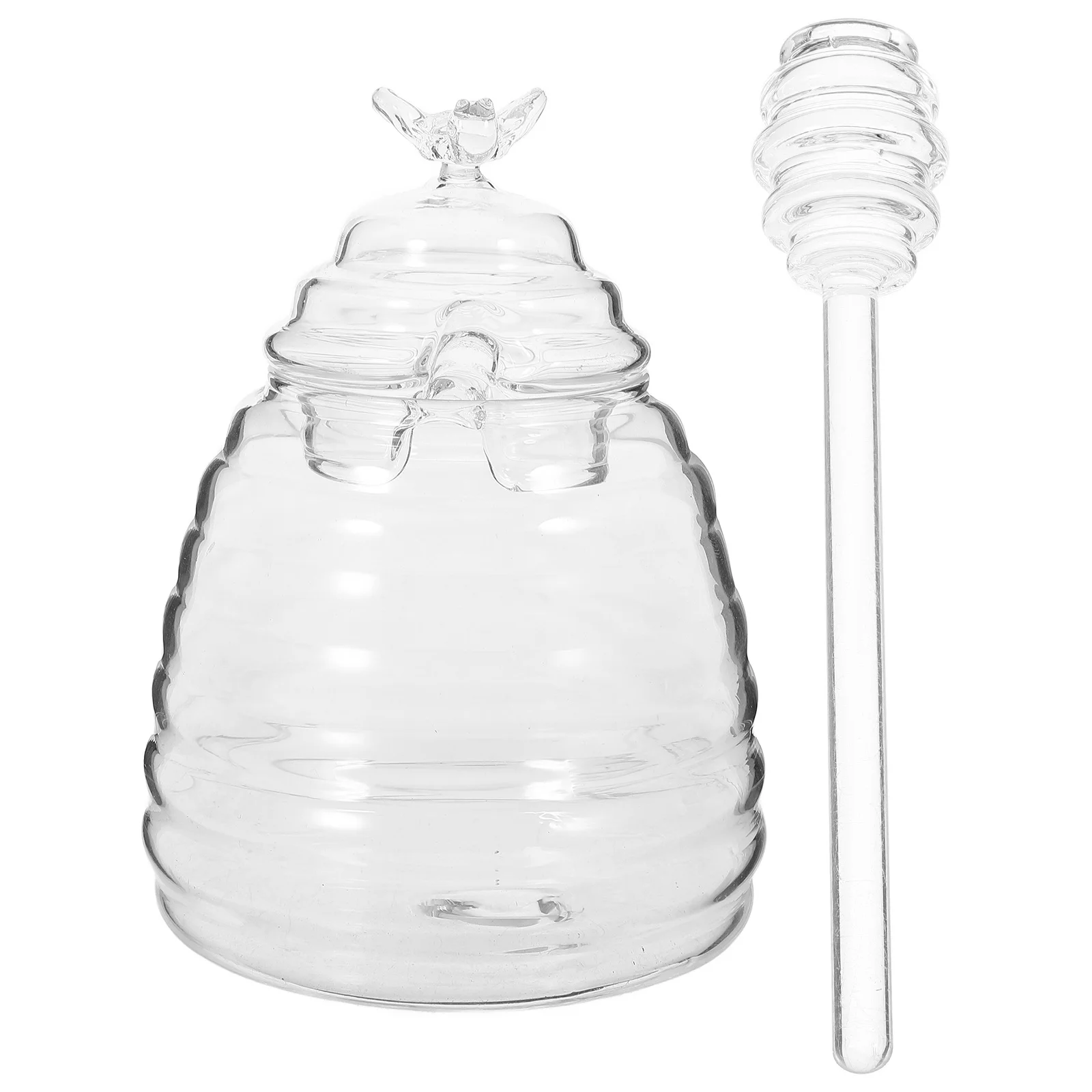

1Set Honeycomb Glass Honey Jar with Dipper Stick Airtight Leakproof Lid Honey Container Dispenser for Home Tea Coffee