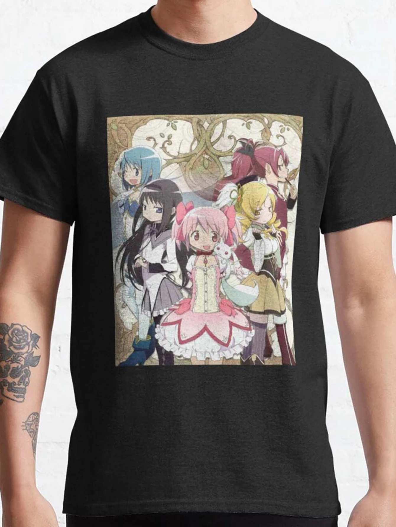 

Puella Magi Madoka Magica Anime Graphic T-Shirt for Men - 100% Cotton Crew Neck Casual Tee with Vibrant Character Print,