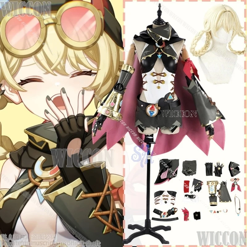 

Game Genshin Impact Cosplay Jahoda Costume Kawaii Pilot Uniform Sexy Deep V Jumpsuit Shorts Halloween Roleplay Carnival Outfit
