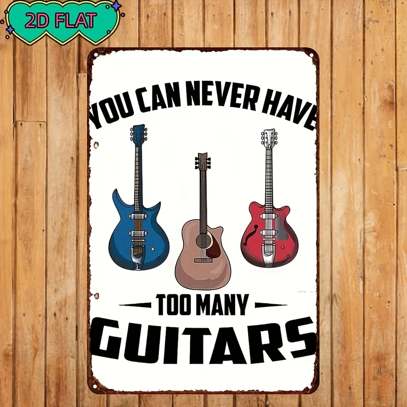 2D Flat Metal Guitar Sign Funny Quote Plaque Three Classic Guitar Styles Illustration for Guitar Lovers Music Room Decor
