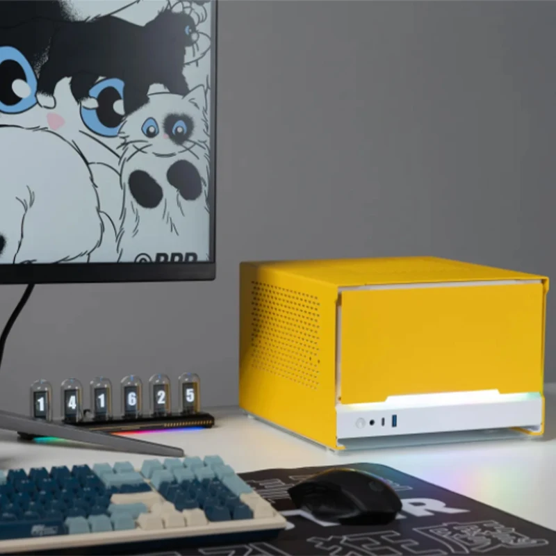 미니 게이밍 컴퓨터 호스트 ITX 휴대용 호스트 DDR4 RX6500 SFX 전원 공급 장치 멋진 외관 고성능 게이밍 오피스 데스크탑 호스트