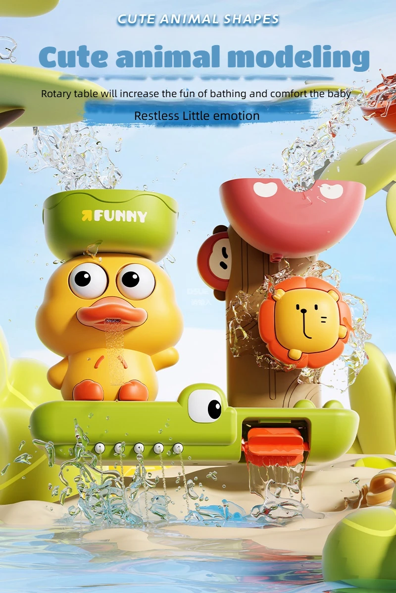 Ente/Blumenform Baby Badespielzeug Spielen Wasser in Löwe Wasserrad Kinder Spaß in der Dusche Badewanne mit Saugnapf im Kindergeschenk – Detail 5