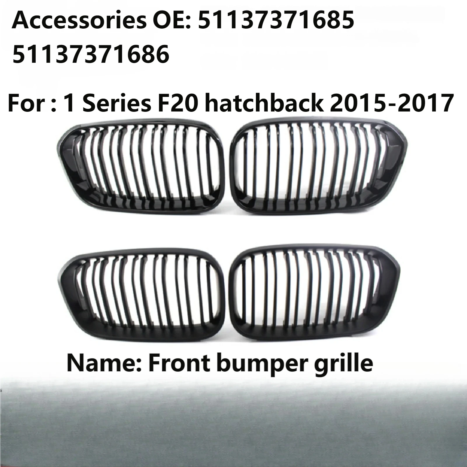 

Для BMW 1 серии F20 F21 2015-2017: Двухлинейная передняя решетка воздухозаборника, прочные аксессуары для модификации автомобиля, совместимые