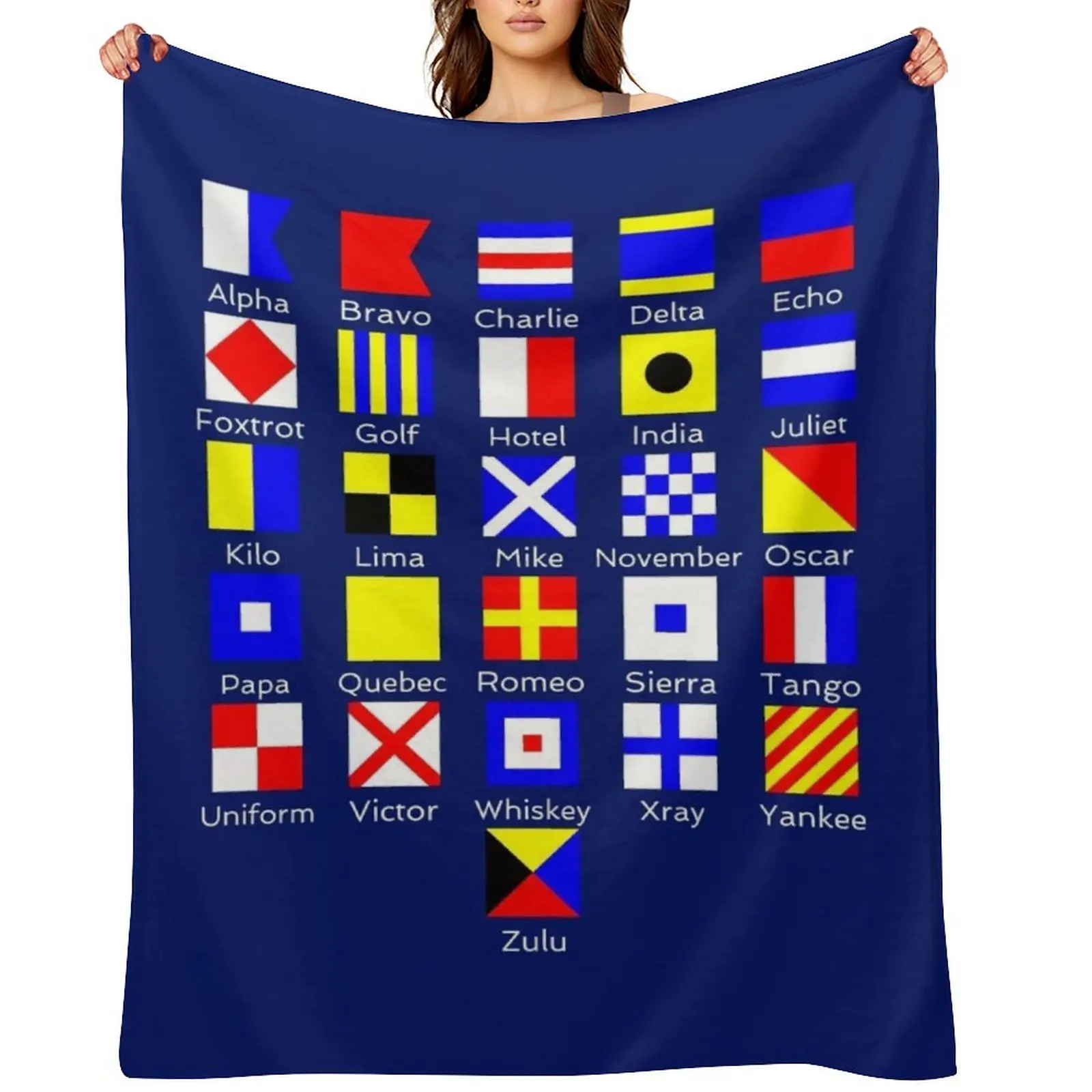 Sailing Nautical Signal Flag Alphabet Throw Blanket Multi-Purpose blankets ands Soft Big Camping Blankets