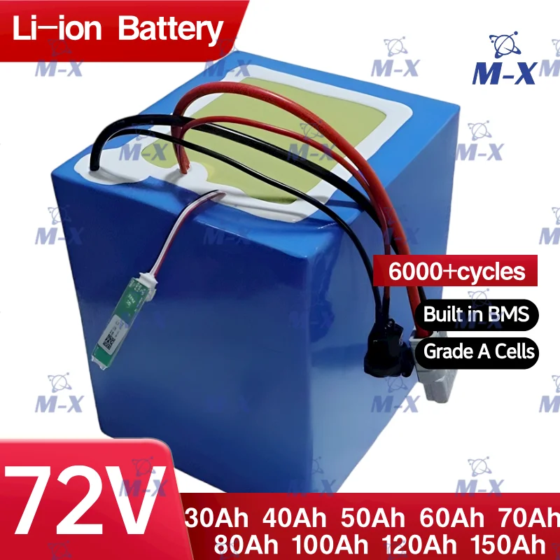 

72v 40Ah 50Ah 60Ah 70Ah 80Ah 100Ah lithium ion battery with bluetooth BMS for 5000W scooter Motorcycle Forklift Crane truck