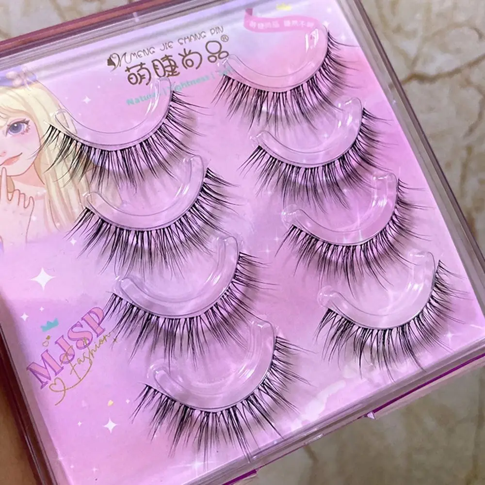 4 Pairs Natural False Eyelashes Reusable Ultra-Fine Handmade Makeup Tools Long Wispies Realistic False Eyelash Set Women