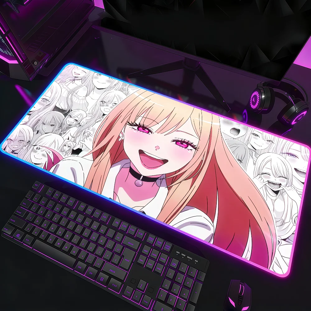Comic M-Marin Kitagawa Mouse Pad Waterproof RGB LED Light Colorful Game Keyboard Non-slip Cover Desk-mat Surface