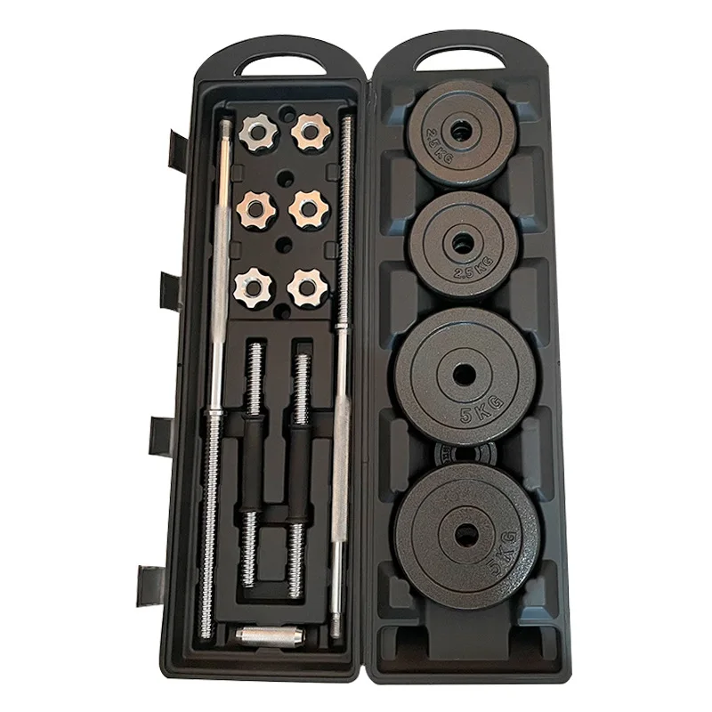

50KG Barbell Dumbbell Set Adjustable Dumbbell Set Gym Equipment Free Weights Fitness Dumbbells Set with Case