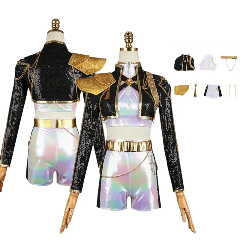 

Костюм для косплея Охотников Руми, 2025 г., фантазия, пальто для взрослых и женщин, шорты, пояс с цепочкой, наряды на Хэллоуин, карнавальный костюм для вечеринки